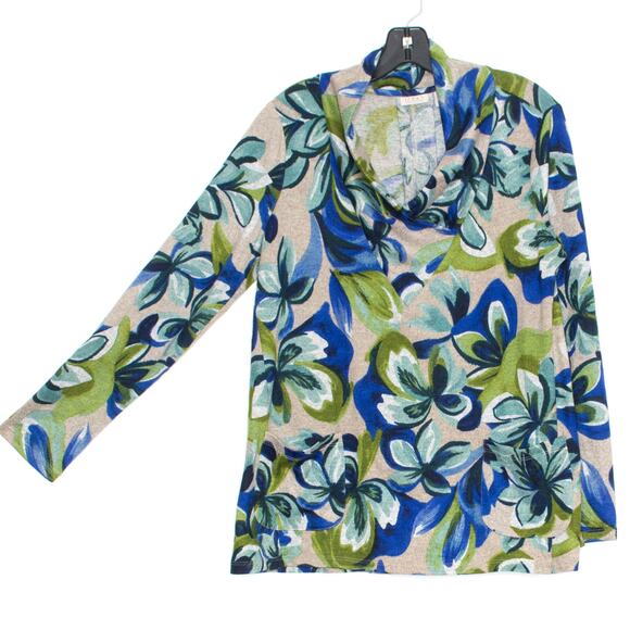 LOGO Lori Goldstein Sweater Boho Coastal Grandma Cottage Cowl Floral Size Medium - Picture 3 of 4